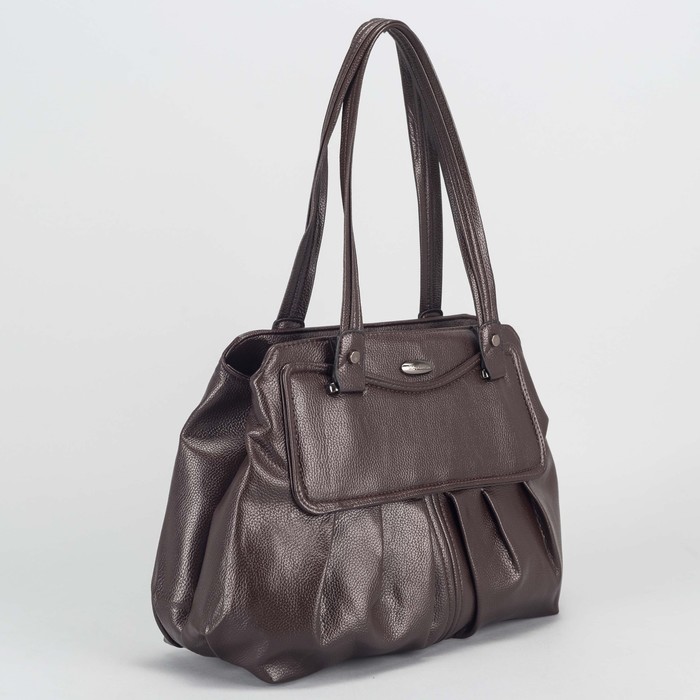 Сумка женская, 2 отдел на молниях, наружный карман, цвет кофе