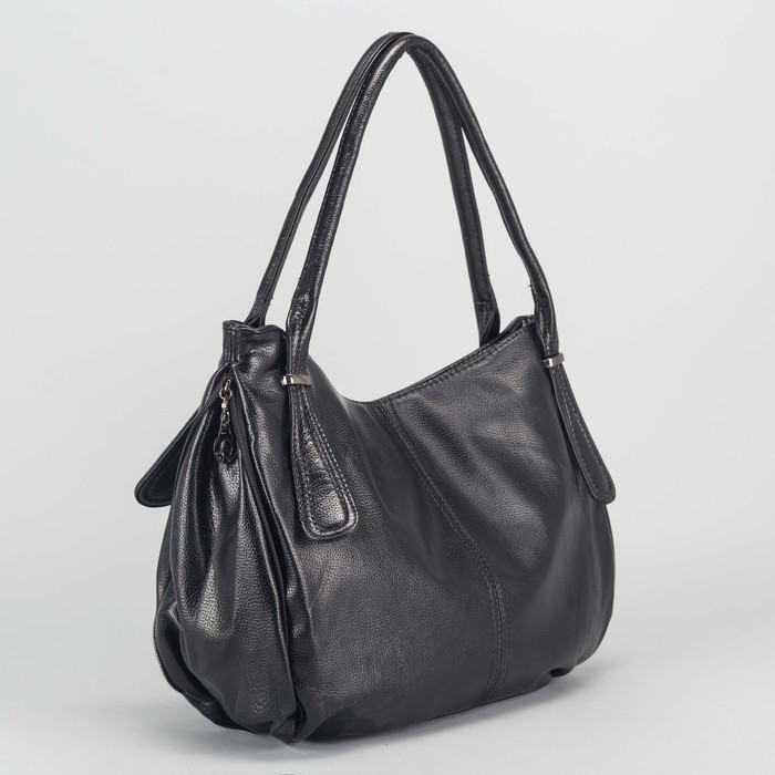 Сумка женская на молнии, 1 отдел, с увеличением, наружный карман, цвет чёрный