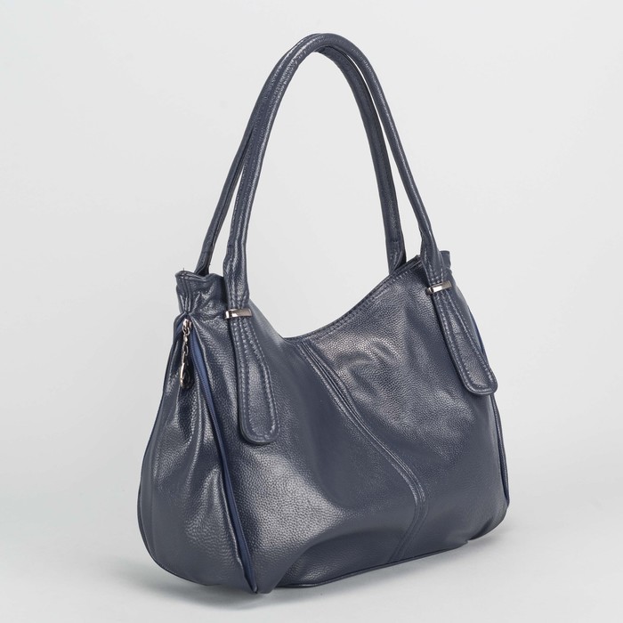 Сумка женская на молнии, 1 отдел, с увеличением, наружный карман, цвет синий