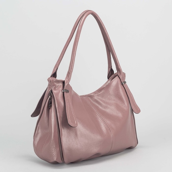 Сумка женская на молнии, 1 отдел, с увеличением, наружный карман, цвет пудра