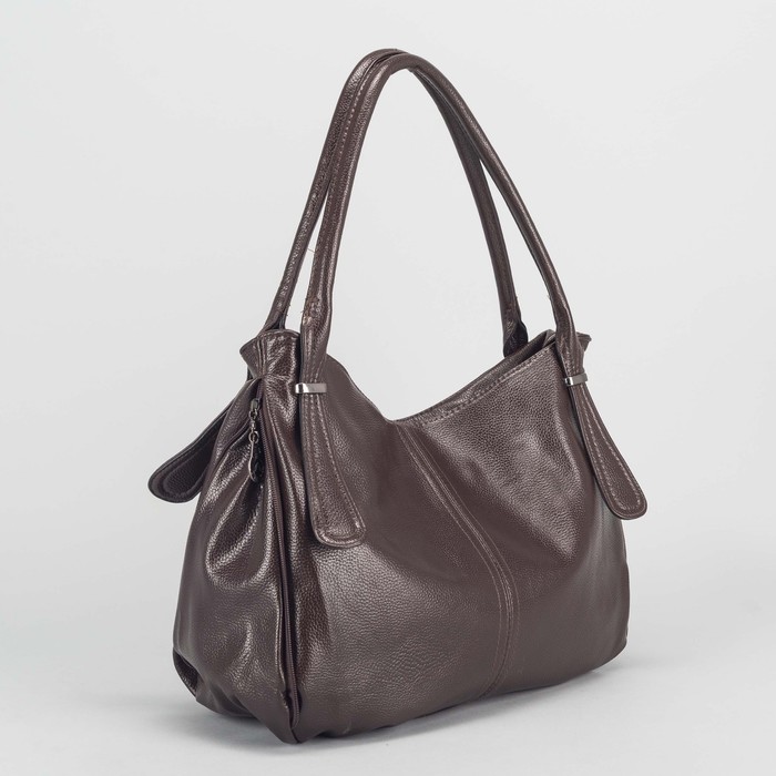 Сумка женская на молнии, 1 отдел, с увеличением, наружный карман, цвет коричневый