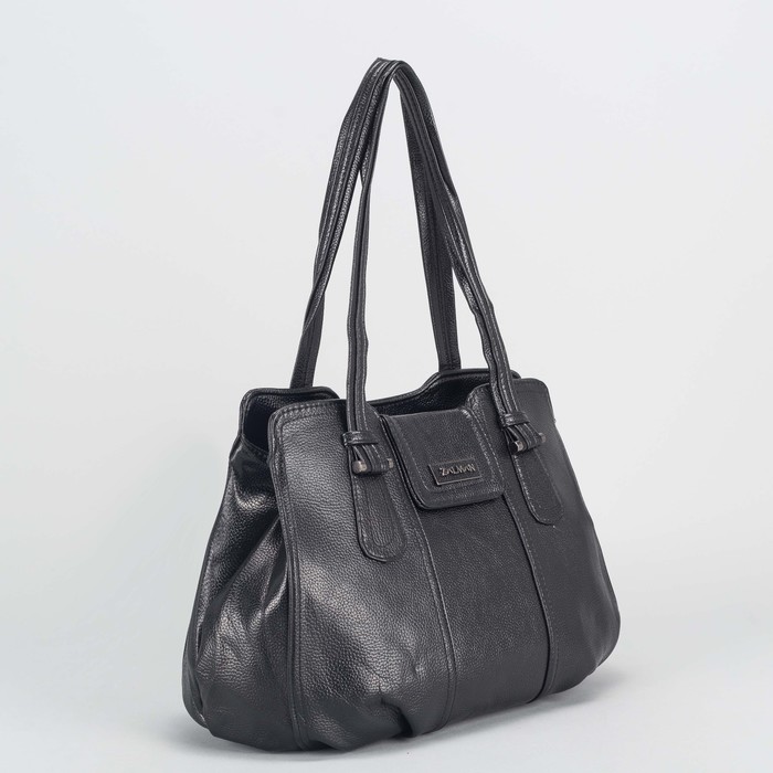 Сумка женская, 2 отдела на молниях, наружный карман, цвет чёрный