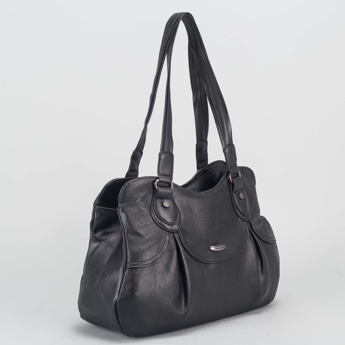 Сумка женская, 2 отдела на молниях, наружный карман, цвет чёрный