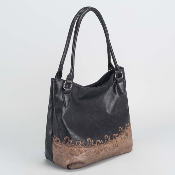 Сумка женская, отдел на молнии, наружный карман, цвет чёрный