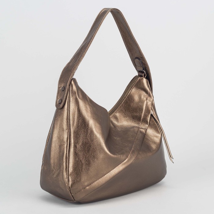 Сумка женская, отдел на молнии, 2 наружных кармана, цвет золотой