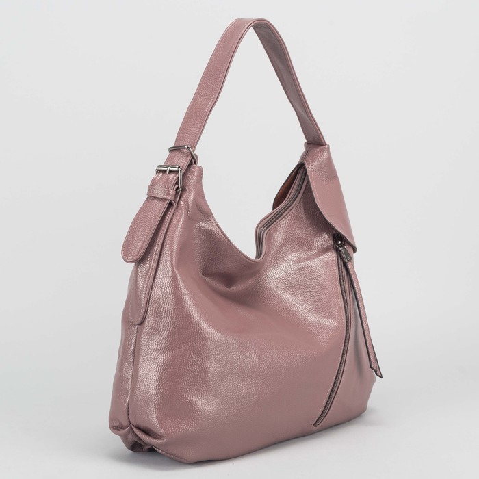 Сумка женская, отдел с перегородкой на молнии, 2 наружных кармана, цвет пудровый