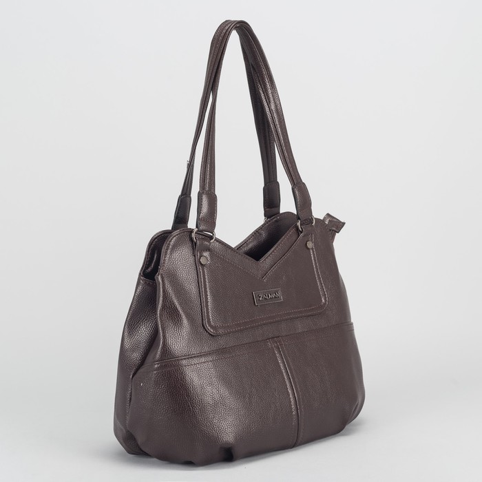 Сумка женская, 2 отдела на молниях, наружный карман, цвет кофе