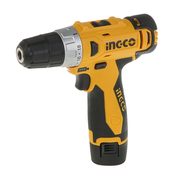 Шуруповерт аккумуляторный INGCO CDLI228120, Li-Ion, 12 В, 0 - 600 об/мин, 1х1.5 Ач, биты