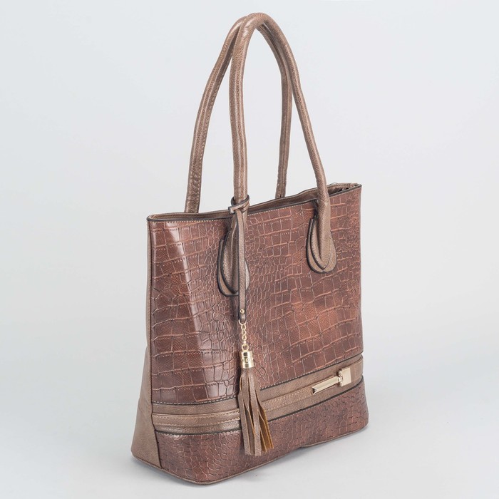 Сумка женская, отдел с перегородкой на молнии, наружный карман, цвет кофе