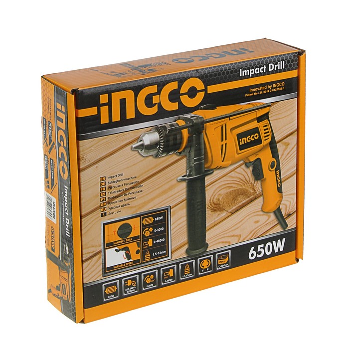 Дрель ударная INGCO ID6508, 650 Вт, 0 - 3000 об/мин, 13 мм