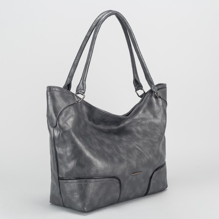 Сумка женская на молнии, 1 отдел, наружный карман, цвет серый