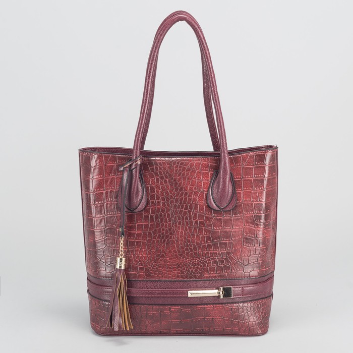 Сумка женская, отдел с перегородкой на молнии, наружный карман, цвет бордовый