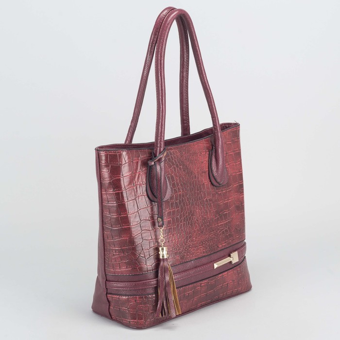 Сумка женская, отдел с перегородкой на молнии, наружный карман, цвет бордовый