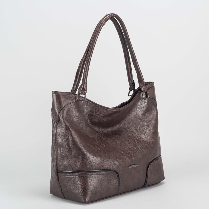 Сумка женская на молнии, 1 отдел, наружный карман, цвет тёмно-коричневый