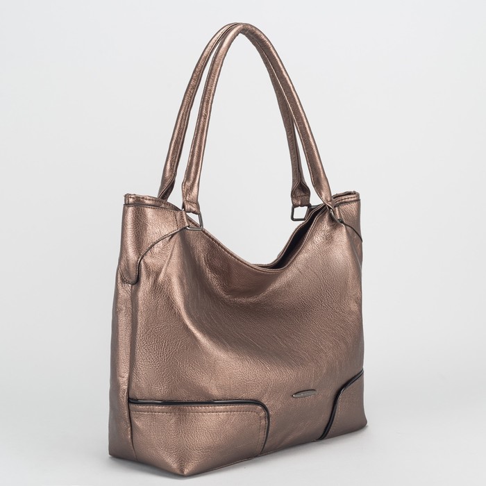 Сумка женская на молнии, 1 отдел, наружный карман, цвет бронзовый