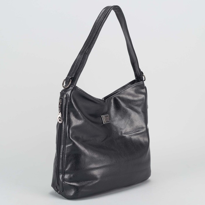 Сумка женская, отдел на молнии, 3 наружных кармана, цвет чёрный