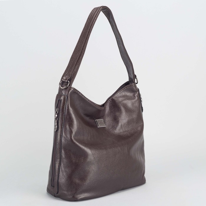 Сумка женская, отдел на молнии, 3 наружных кармана, цвет кофе