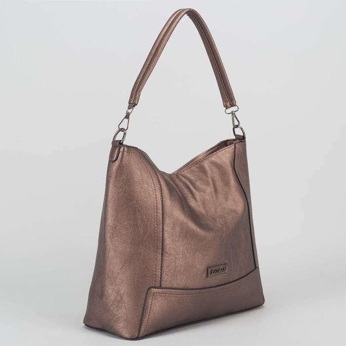 Сумка женская на молнии, 1 отдел, наружный карман, цвет бронзовый