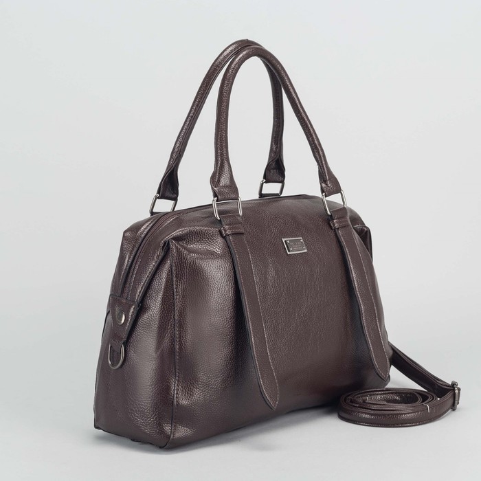 Сумка женская, отдел на молнии, наружный карман, длинный ремень, цвет кофе