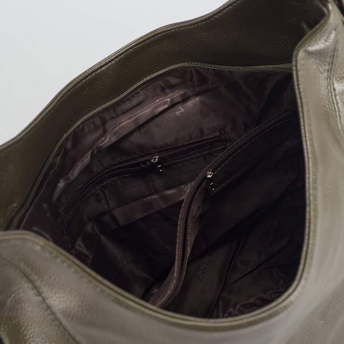 Сумка женская, отдел с перегородкой на молнии, 3 наружных кармана, цвет зелёный