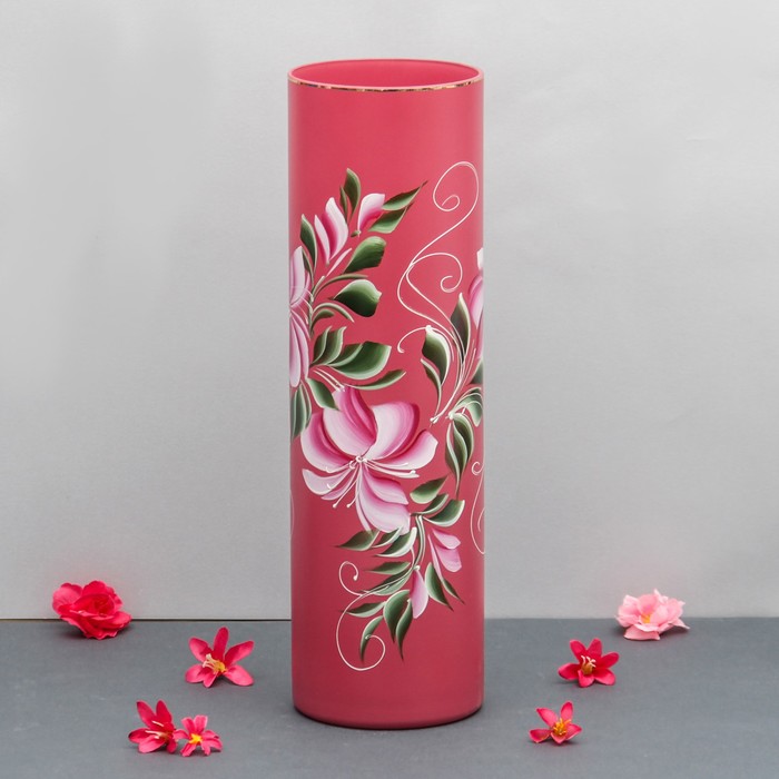 Ваза напольная "Цилиндр Лилия" 11х 40 см матовый  микс