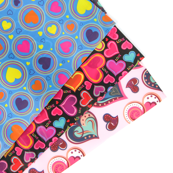 Папка-конверт на кнопке формат А4 140мкр МИКС Сердечки