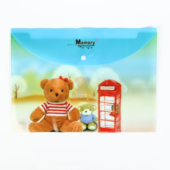 Папка-конверт на кнопке формат А4 140мкр МИКС Мишки