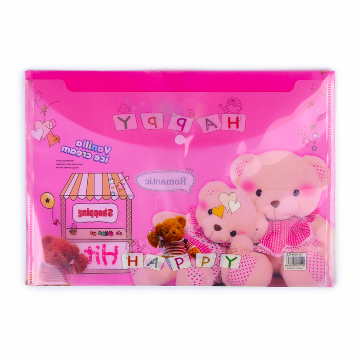 Папка-конверт на кнопке формат А4 140мкр МИКС Мишки