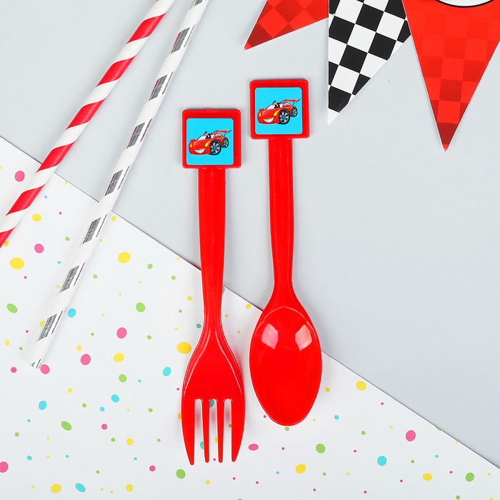 Набор пластиковый "Тачка", ложка+ вилка