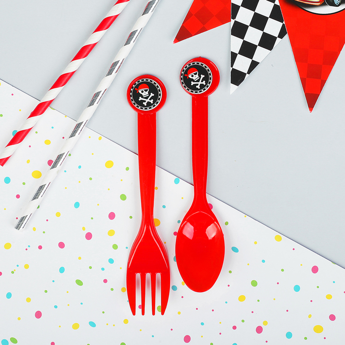 Набор пластиковый "Пират", ложка + вилка
