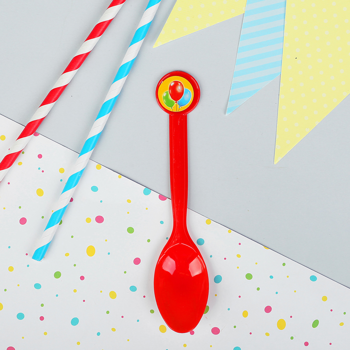 Ложка пластиковая "Шарики", набор 6 шт.