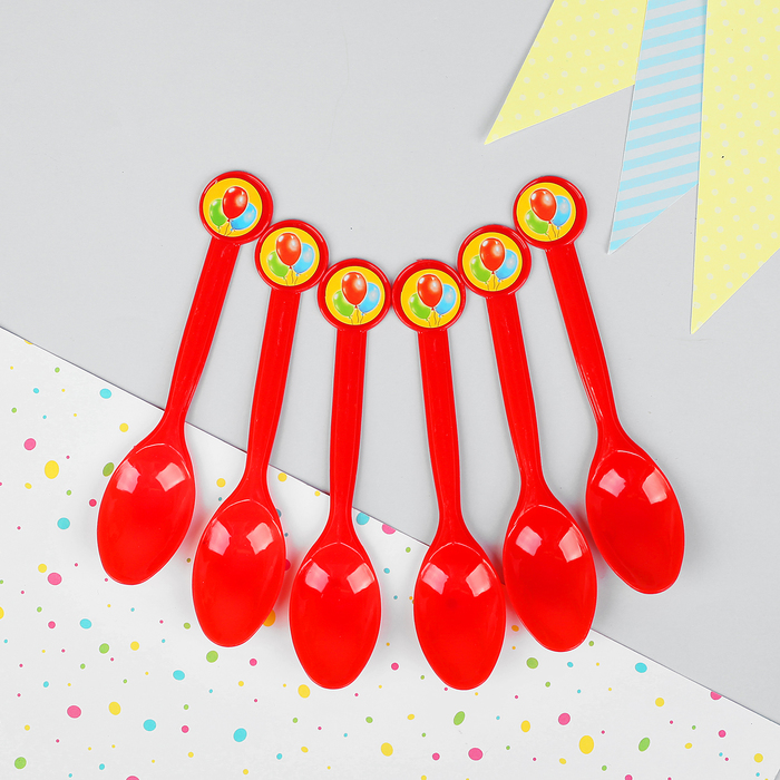 Ложка пластиковая "Шарики", набор 6 шт.