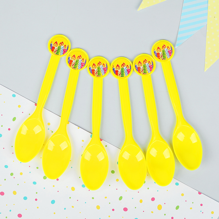 Ложка пластиковая "Свечи", набор 6 шт.