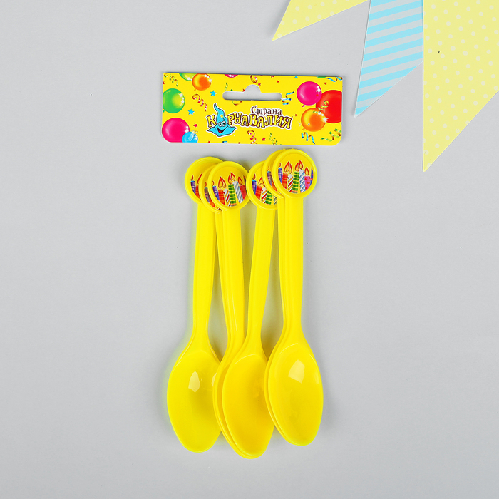 Ложка пластиковая "Свечи", набор 6 шт.
