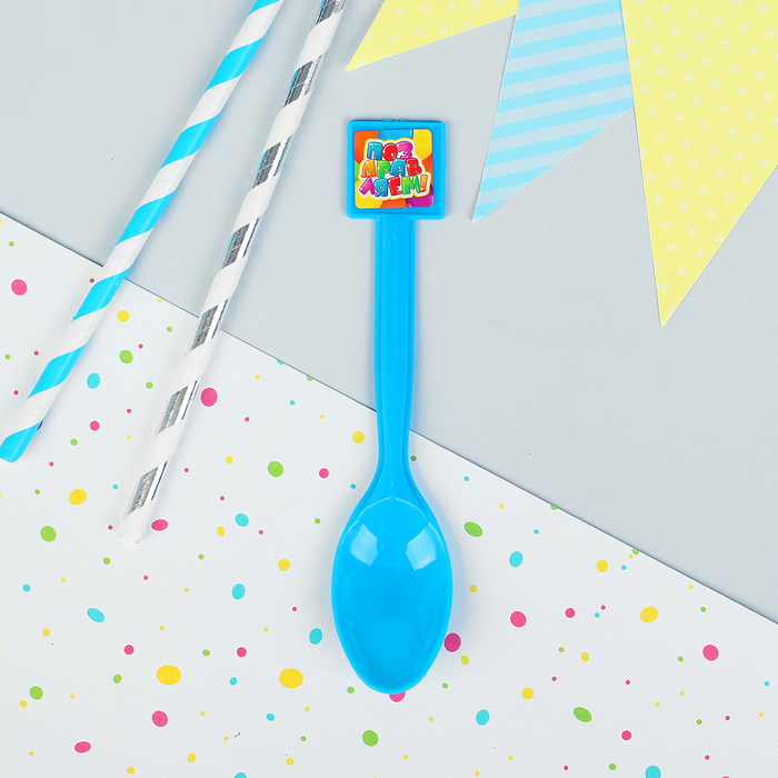 Ложка пластиковая "Поздравляем", набор 6 шт.