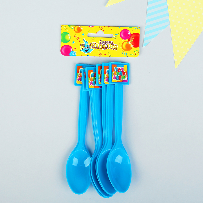 Ложка пластиковая "Поздравляем", набор 6 шт.