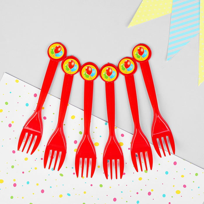 Вилка пластиковая "Шарики", набор 6 шт.