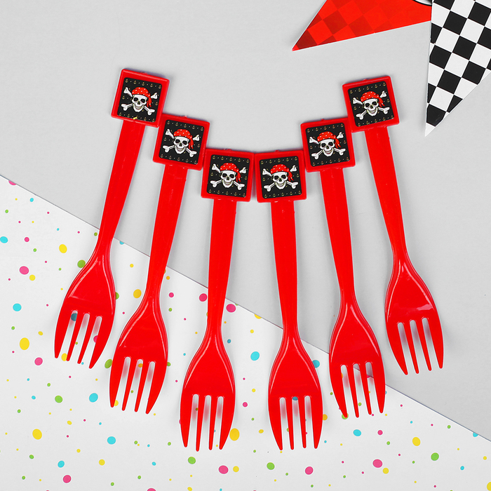 Вилка пластиковая "Пират", набор 6 шт.