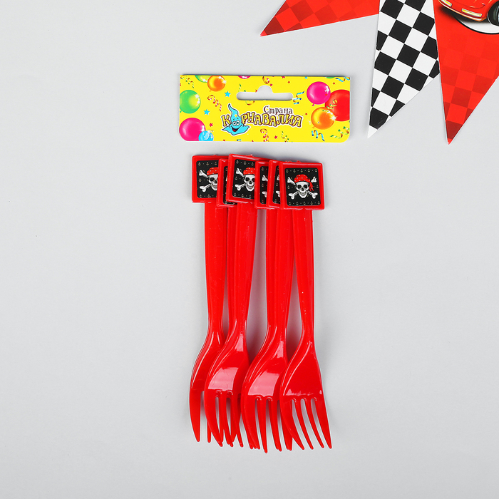 Вилка пластиковая "Пират", набор 6 шт.