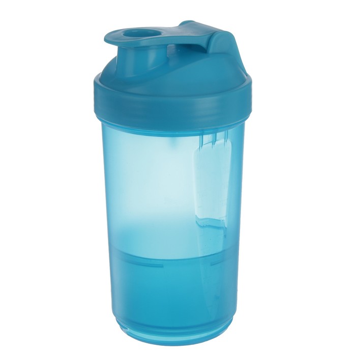 Шейкер 650 мл, пластик непрозрачный с шариком, микс, 9.5х23 см
