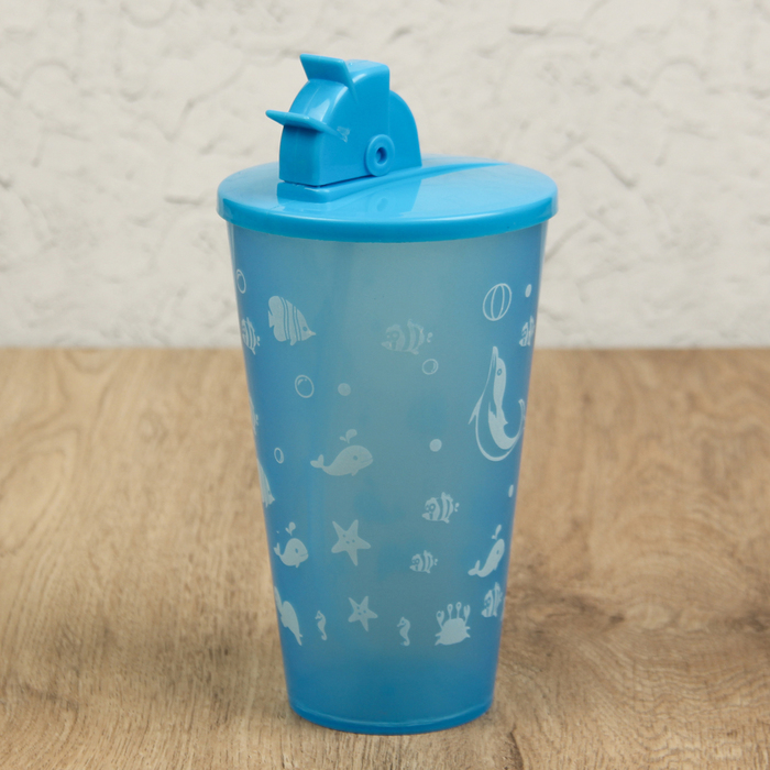 Стакан с крышкой и трубочкой "Безмятежность" 8,5х17,5 см, цвета МИКС