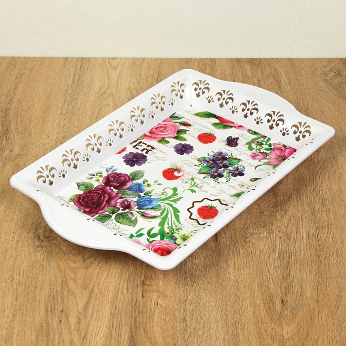 Поднос прямоугольный 40х26х3,5 см "Вензель", цвета МИКС