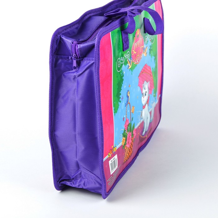 Папка формат А4 на молнии с ручками рисунок Киски МИКС