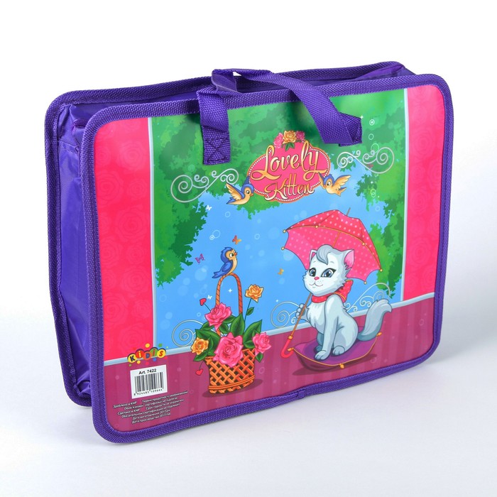 Папка формат А4 на молнии с ручками рисунок Киски МИКС