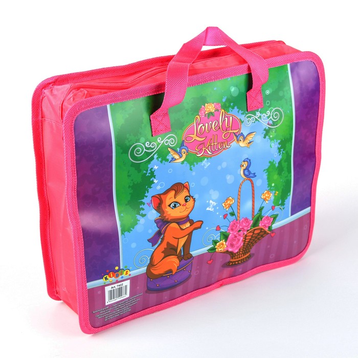 Папка формат А4 на молнии с ручками рисунок Киски МИКС