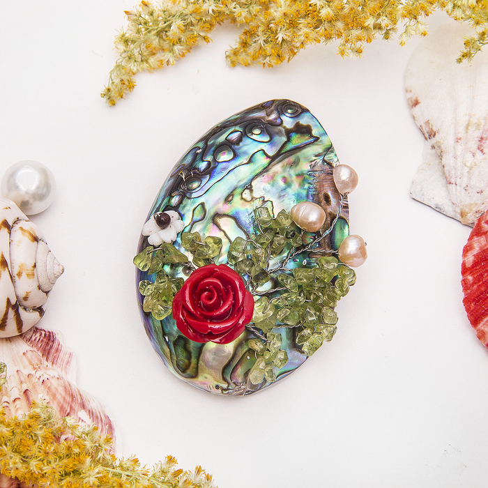 Брошь роскошь "Галиотис" роза
