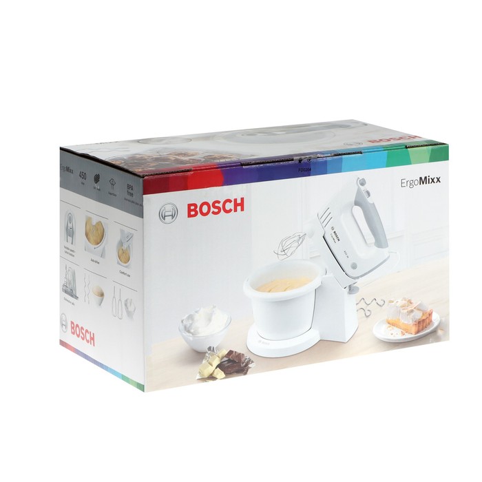 

Миксер Bosch MFQ 36460, 450 Вт, 3 л, 5 скоростей, кнопка отсоединения насадок