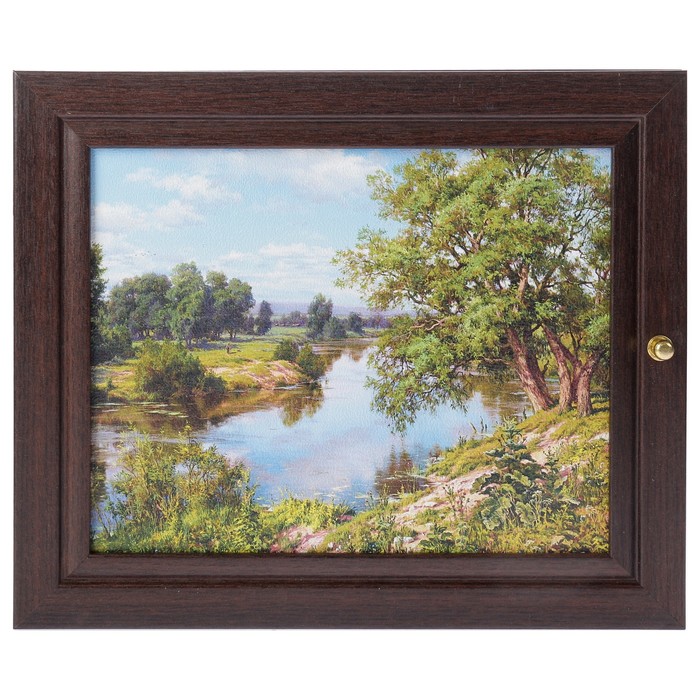 Ключница  "Пейзаж с рекой" венге 26х31 см