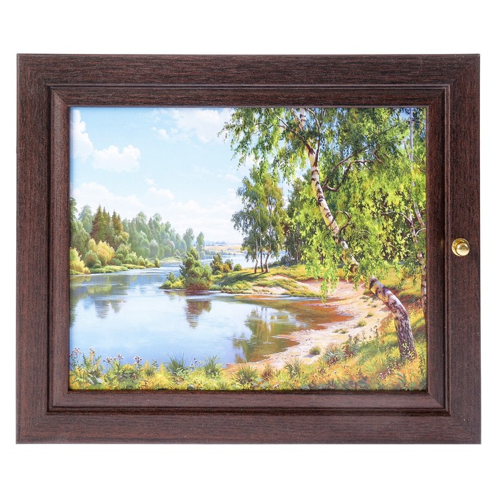 Ключница  "Березы у реки" венге 26х31 см