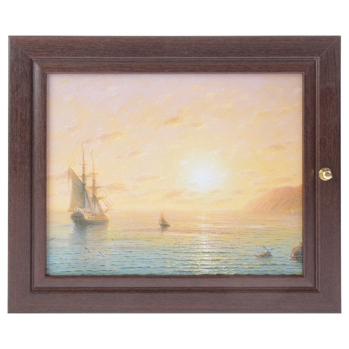 Ключница  "Парусник в море. Утро" венге 26х31 см